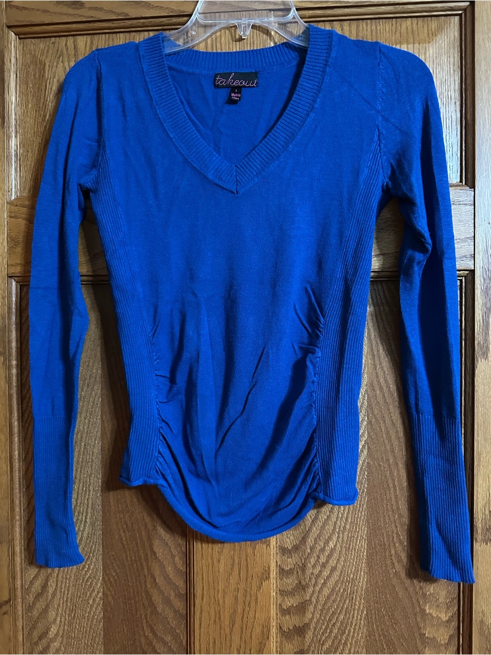 Takeout Women's Long Sleeve V-Neck Top - Cobalt Blue